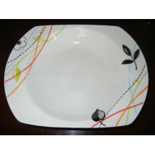 Tamaño variable Simple White Round Bottom &amp; Leaves Decal Porcelain Plates